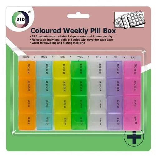 DID 7 Day Coloured Weekly Pill Box