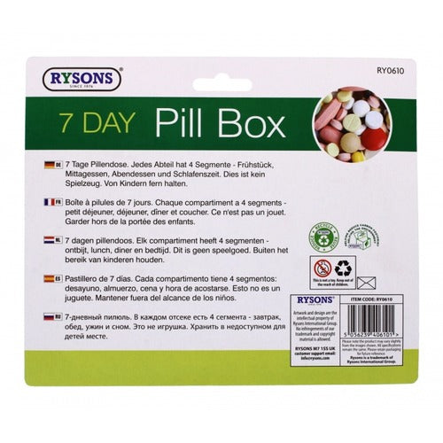 Rysons 7 Day Pill Organiser Large