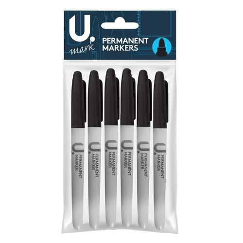 Permanent Markers Black 6pk